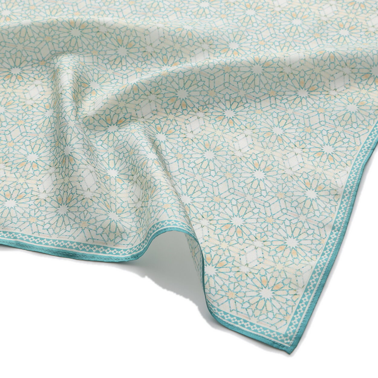Turquoise Square Silk Scarf Lubna - detail 5