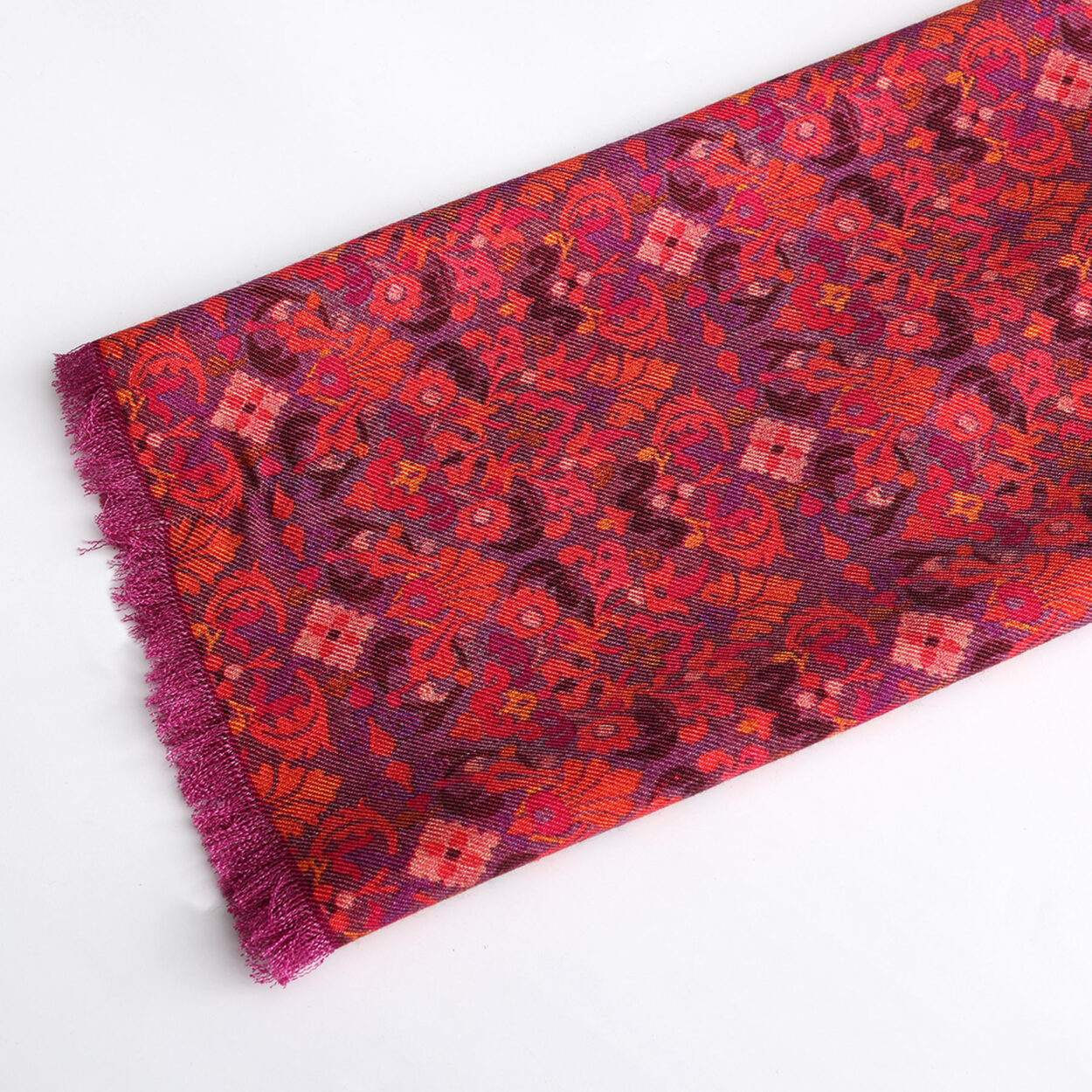 Pañuelo Seda y Lana Rojo Frambuesa Mahabah - detalle 3