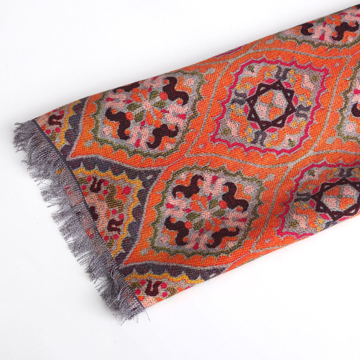 Pañuelo Seda y Lana Naranja Nasim - detalle 3