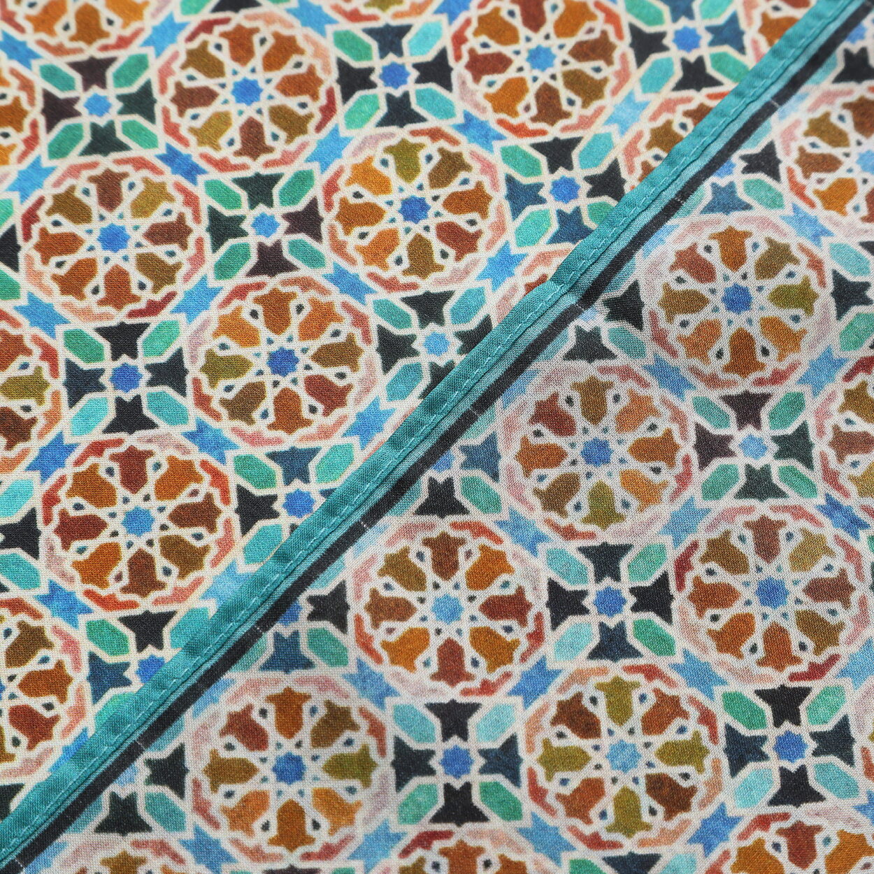 Pañuelo Cuadrado Seda Terracota Mosaicos Wallada - detalle 5