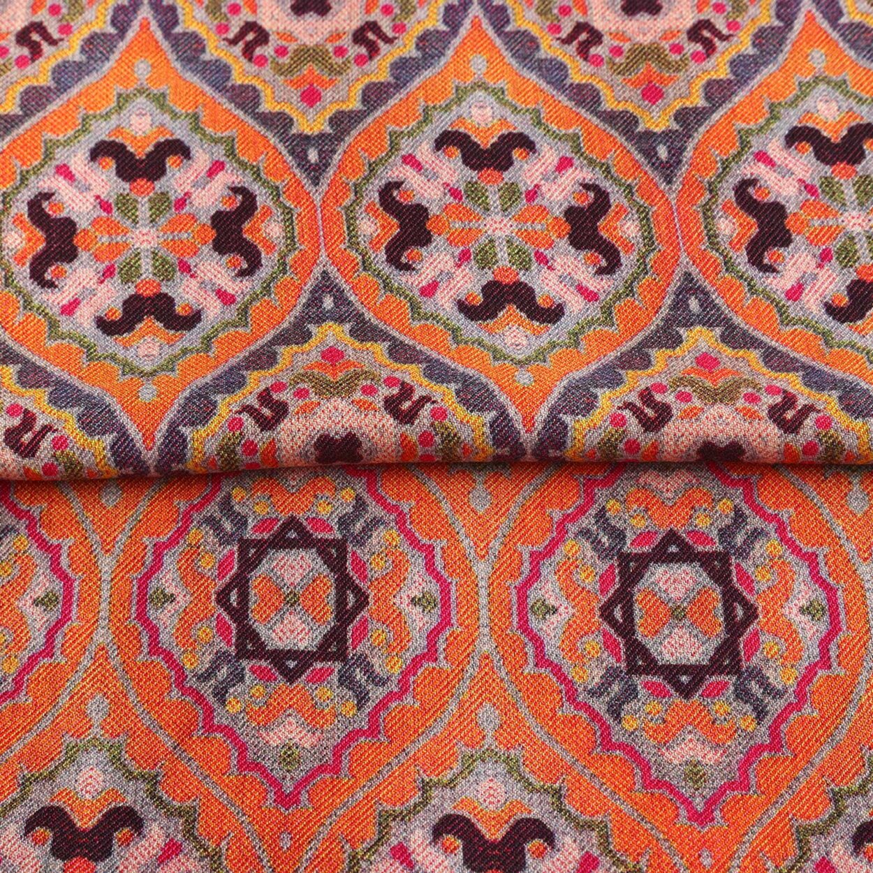Pañuelo Seda y Lana Naranja Nasim - detalle 4