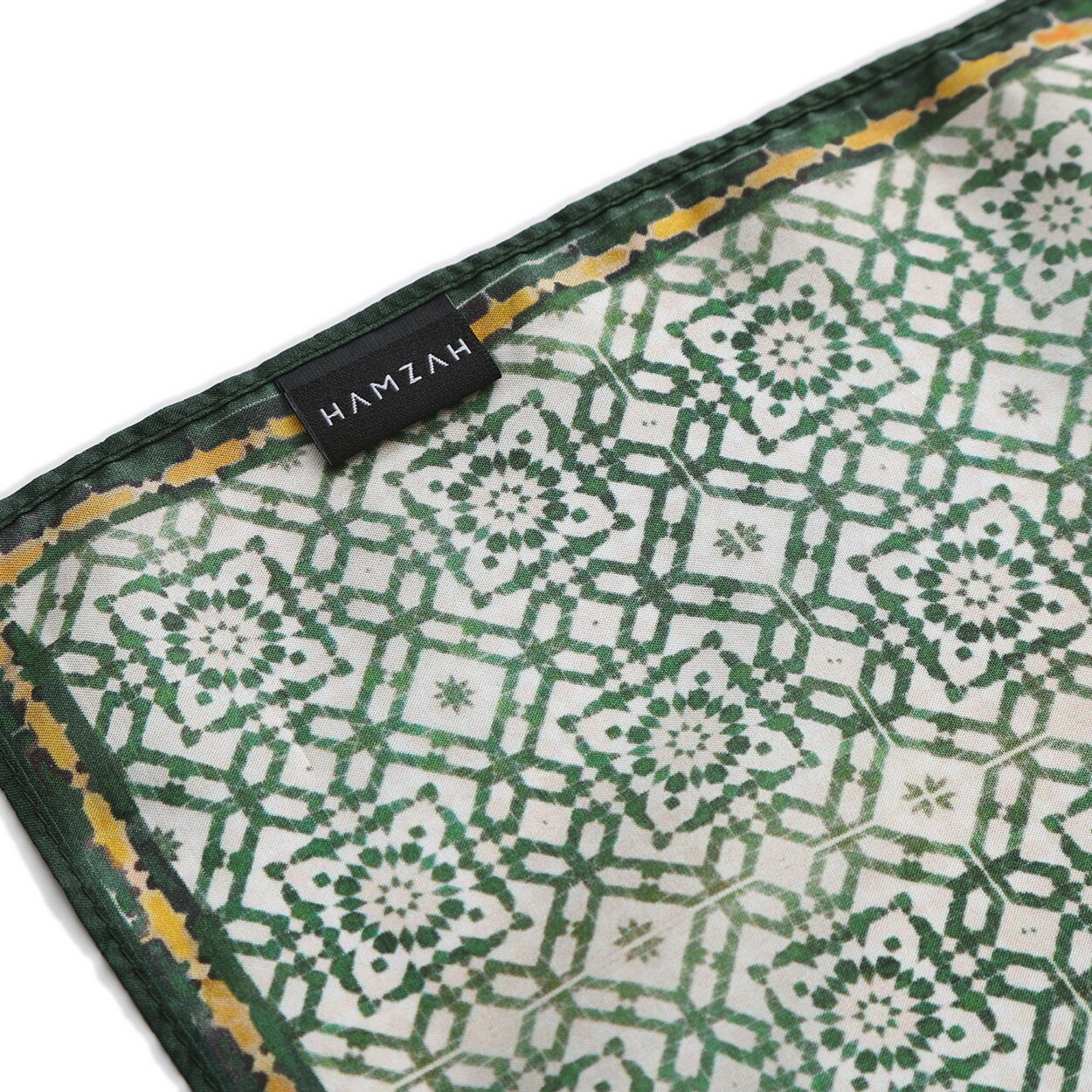 Green Square Silk Scarf Azahar - detail 7