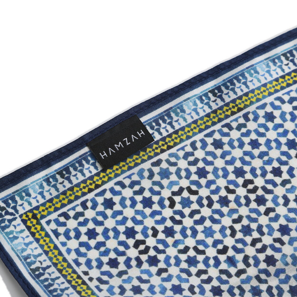 Pañuelo Cuadrado Seda Azul Mosaicos Basma - detalle 6