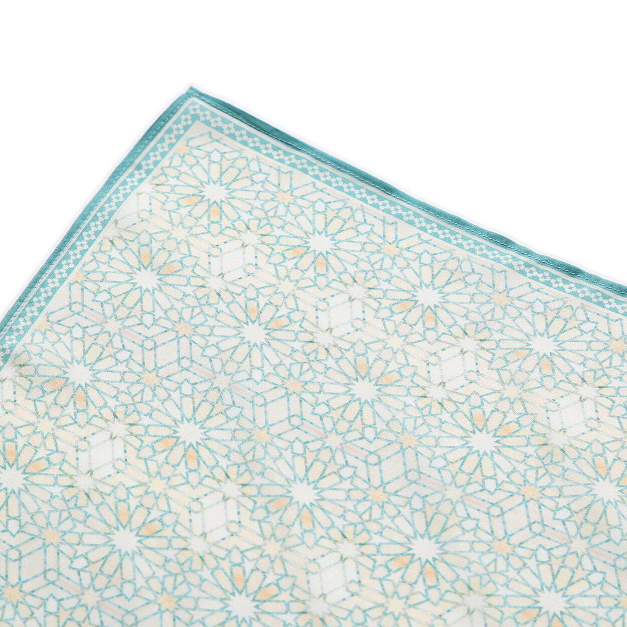 Turquoise Square Silk Scarf Lubna - detail 7