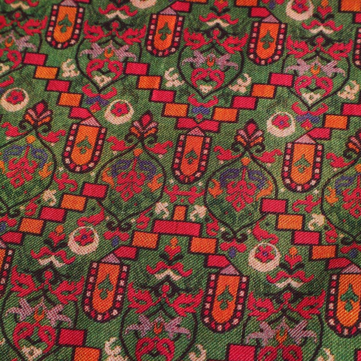 Green Silk and Wool Scarf Sarab - detail 6