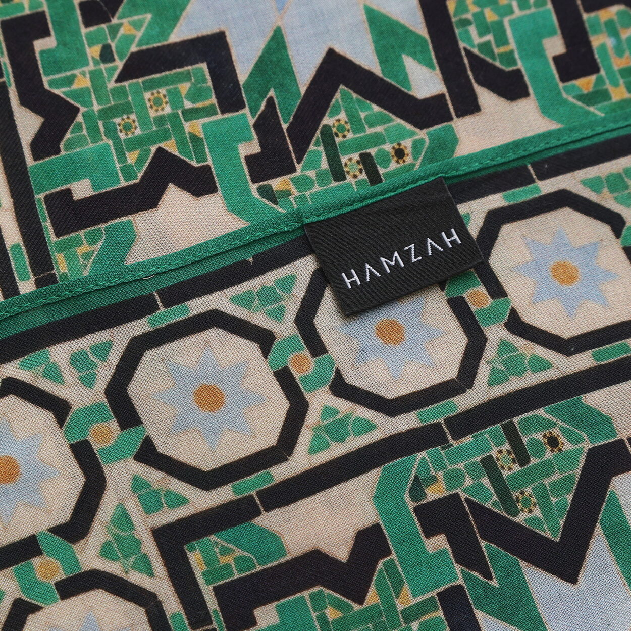 Green and Blue Mosaic Modal Scarf Salma - detail 7