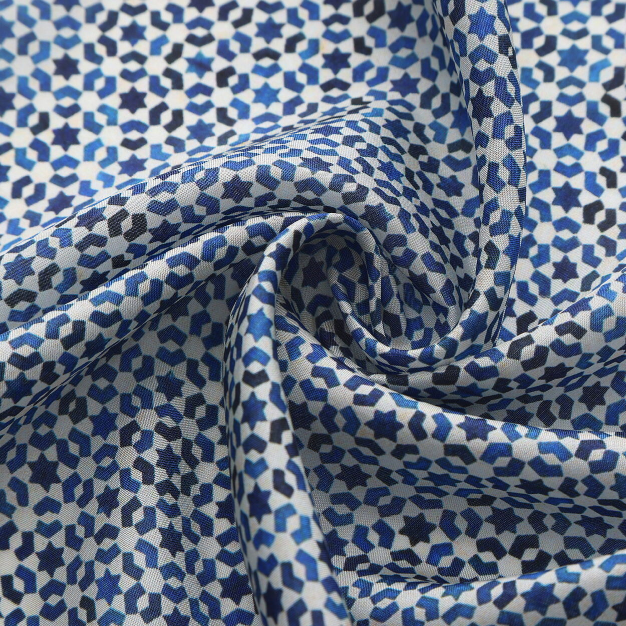 Pañuelo Cuadrado Seda Azul Mosaicos Basma - detalle 7