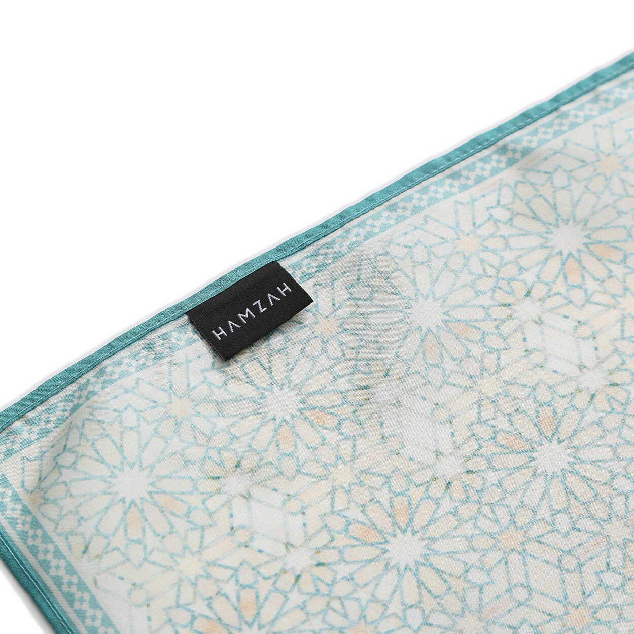 Turquoise Square Silk Scarf Lubna - detail 8