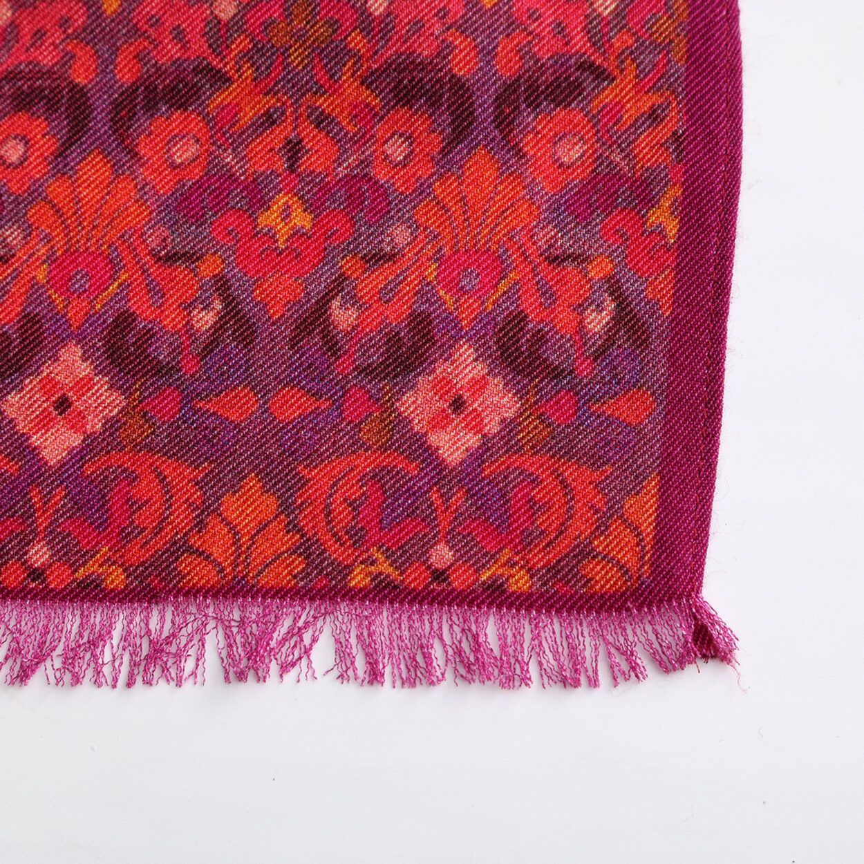 Pañuelo Seda y Lana Rojo Frambuesa Mahabah - detalle 7