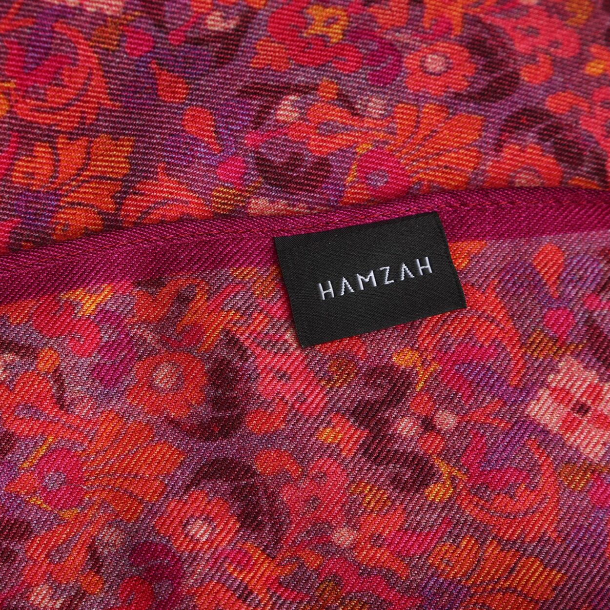 Pañuelo Seda y Lana Rojo Frambuesa Mahabah - detalle 8