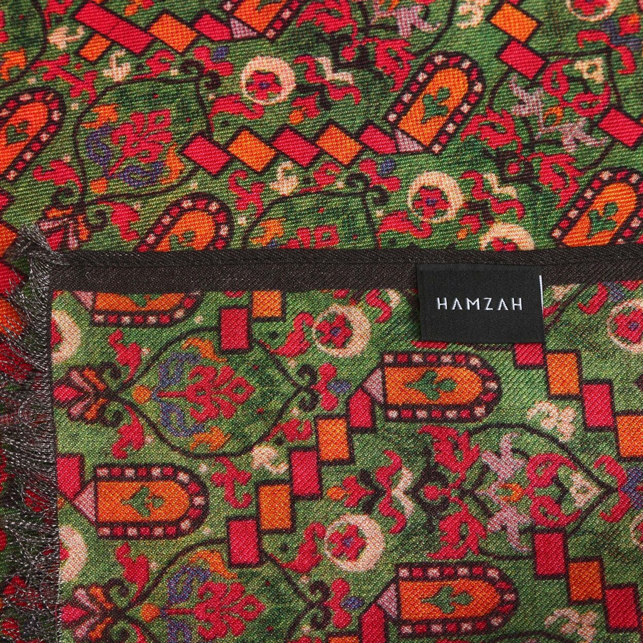 Green Silk and Wool Scarf Sarab - detail 9
